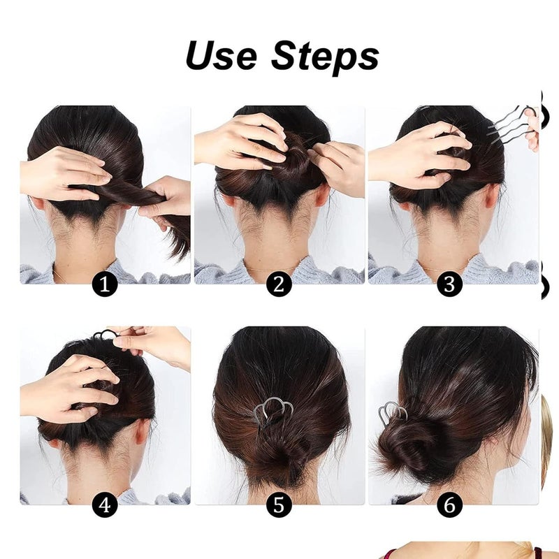 Vintage Metal U Shaped Hair Pins 10pcs Black Coating For Bun Updo Hairstyling - Image 2